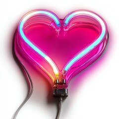Neon heart light glowing in vibrant pink and blue colors.