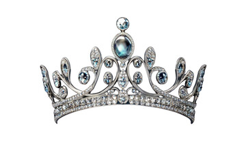 Tiara jewellery silver crown isolated on transparent background PNG