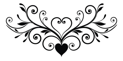 Elegant Floral Heart Design Swirling Vines and Love