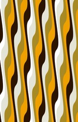 Retro Wavy Striped Pattern with Earthy Tones in Mid-Century Style for Wallpaper and Textile Design