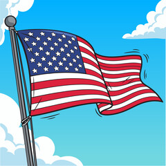 Flag USA Vector Cartoon