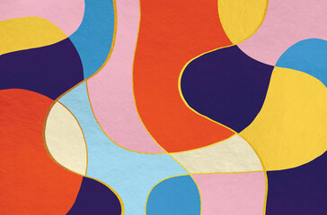 Abstract geometric art illustration, Abstract geometric art with freeform shapes painted in multicolor painting and soft texture.