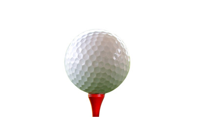 Transparent Background: A dimpled white golf ball perfectly balanced on a red tee, ready for a powerful drive, symbolizing precision, sport, and leisure.

