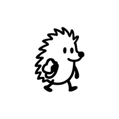 Simple black line drawing of a hedgehog walking