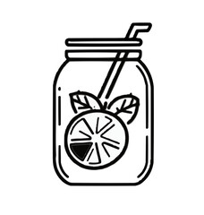 detox water jar, simple  line.  Editable line icons. Vector illustration.