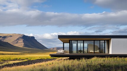 Obraz premium A remote research station nestled in a pristine, untouched wilderness, powered by a small-scale renewable energy system, representing scientific dedication to environmental preservation