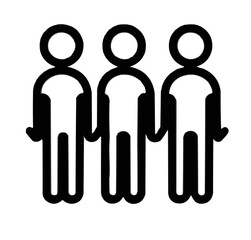 Group with cane,   simple line.  icon. Editable line icons. Vector illustration.