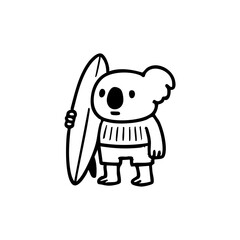 A koala holding a surfboard