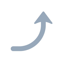 Curved upward arrow isolated on transparent background