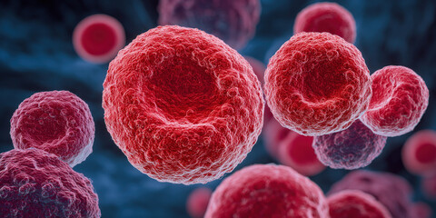 Red blood cells in microscopic view, showcasing their vibrant color and detailed texture