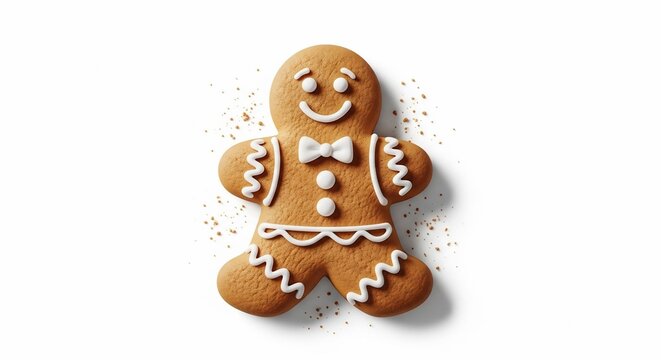 Gingerbread man cookie christmas holiday baking sweet dessert festive treat icing decoration delicious food