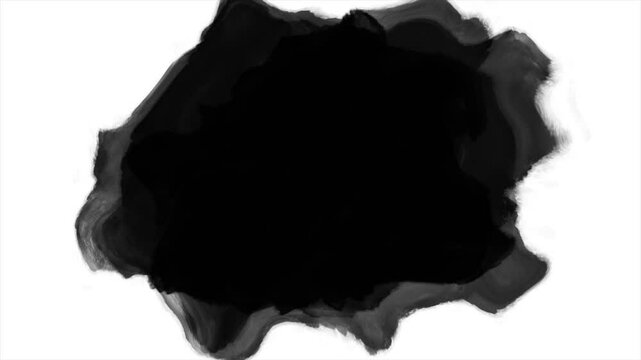 Animation of ink brush stroke black and white paint transition with track matte effect, ink brush paint concept