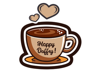 Aromatic Coffee Cup with Heart Steam and a Cheerful Message for a Special Someone cartoon