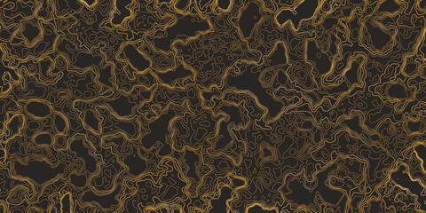 Abstract golden contours on a dark background creating a modern design