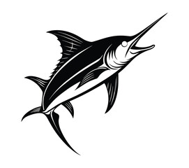 Black and White Fish Vector Illustration Stylized Aquatic Animal Design.