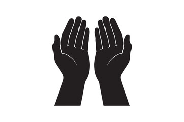 dua hands silhouette vector art illustration on white background