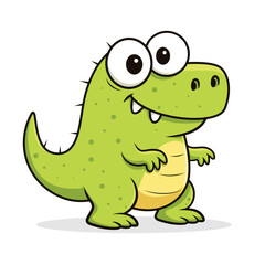 Obraz premium Funny Green Dinosaur Cartoon Character, Fully Editable Vector