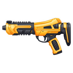 Naklejka premium Bright Yellow Toy Gun with Detailed Design and Modern Aesthetic, isolated on transparent background.