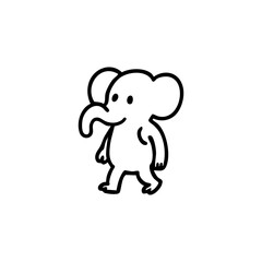 Simple black line drawing of a stylized elephant