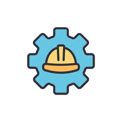 Illustration Of A Hard Hat In A Gear For Industrial Protection