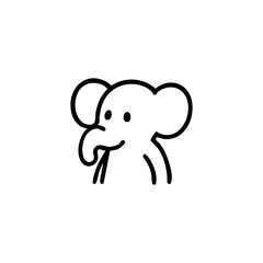 Simple black line drawing of a cartoon elephant