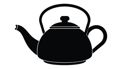 Classic Black Tea Kettle Silhouette Illustration