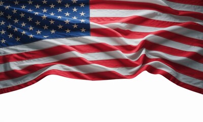 Fototapeta premium United States Flag Waving on White Background