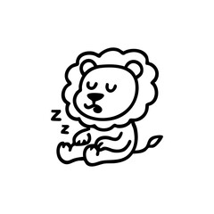 A cartoon lion sleeping