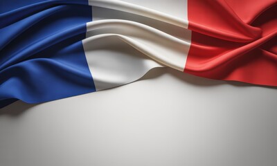 French Flag Waving on White Background