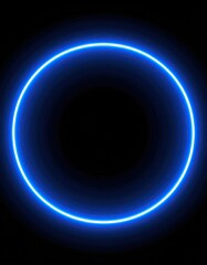 Blue Neon Circle Light Frame Background. (1)