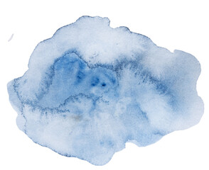 Watercolor blue spot, single hand painted Abstract element for wedding and party design