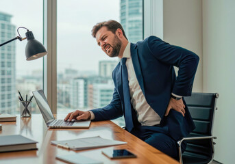 The Silent Burden: When Desk-Bound Days Turn into Lingering Aches, Halting a Businessman's Productivity and Comfort