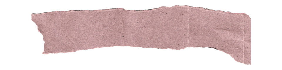Transparent Background: Dusty Rose Pink Paper Strip with Torn, Distressed Edges and Subtle Creases, Perfect for Rustic, Vintage, and Feminine Designs.

