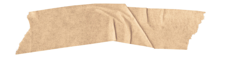 Transparent Background: Realistic Beige Masking Tape Strip, Slightly Wrinkled and Torn, Ideal for Attaching Elements, Craft Projects, and Digital Mockups.

