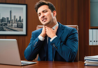 Silent Suffering in the Suite: Executive's Neck Cries Out, A Weary Testament to the Demands of Corporate Ascent.