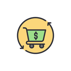 Circular Economy Concept With Shopping Cart And Dollar Sign Icon