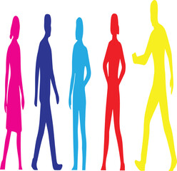 Fototapeta premium People Silhouette Vector Set: Minimalist Group, Crowd & Business Figures for Professional Projects