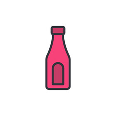 Stylized Depiction Of A Hot Pink Bottle With Contours And Simple Design