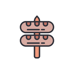 Stylized Skewer With Two Sausages In A Playful Design Style