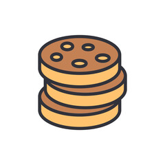 Cartoon Stack Of Delicious Pancakes With Blueberry Toppings Icon