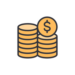 Stacks Of Golden Coins With Dollar Sign Finance Savings Illustration