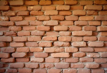 Fototapeta premium Weathered Red Brick Wall with Textured Surface and Mortar Joints.