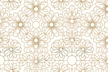 Soft floral pattern with simple outlined flowers on a beige background.