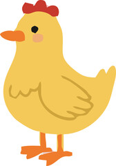 Cute Cartoon Chicken and Egg Illustration for Easter or Farm Theme