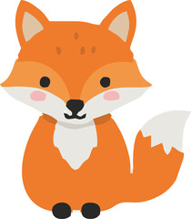 Cute Red Fox Cartoon Character in Forest Illustration