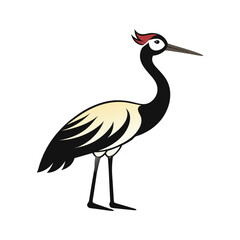 Obraz premium Elegant Crane Bird Silhouette Vector – Standing Heron Clipart Illustration