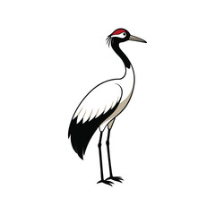 Obraz premium Elegant Crane Bird Silhouette Vector – Standing Heron Clipart Illustration