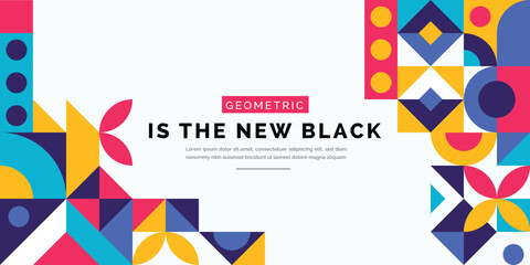 Abstract geometric design with text Geometric is the new black plus a paragraph of text