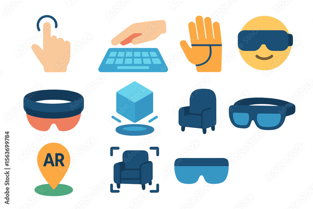 Poster exploring augmented reality through interactive technology tools and user engagement in a modern set