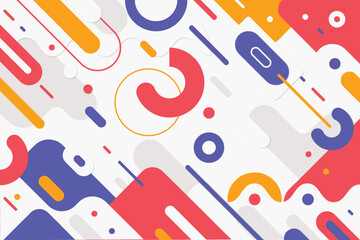 Abstract image with red blue and yellow shapes on a white background